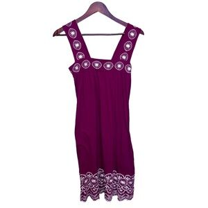 BCBG Maxazria Burgundy Embroidered Sun Dress size small